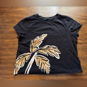 Anthropologie Black Crewneck Graphic Tee cotton